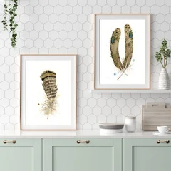 Image of a feather watercolor painting by Shayna Larsen, originals & prints available