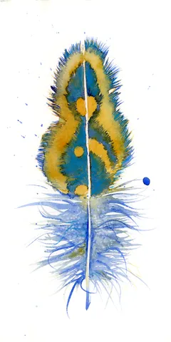 Image of a feather watercolor painting by Shayna Larsen, originals & prints available