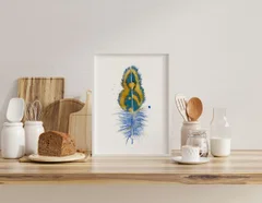 Image of a feather watercolor painting by Shayna Larsen, originals & prints available