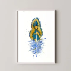 Image of a feather watercolor painting by Shayna Larsen, originals & prints available