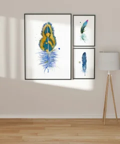 Image of a feather watercolor painting by Shayna Larsen, originals & prints available