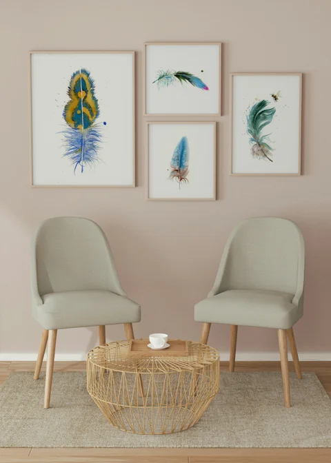 Image of a feather watercolor painting by Shayna Larsen, originals & prints available