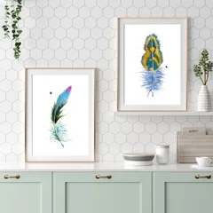 Image of a feather watercolor painting by Shayna Larsen, originals & prints available