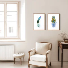 Image of a feather watercolor painting by Shayna Larsen, originals & prints available
