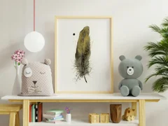 Image of a feather watercolor painting by Shayna Larsen, originals & prints available