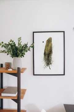 Image of a feather watercolor painting by Shayna Larsen, originals & prints available