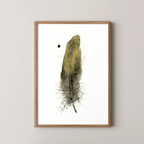 Image of a feather watercolor painting by Shayna Larsen, originals & prints available