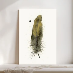 Image of a feather watercolor painting by Shayna Larsen, originals & prints available
