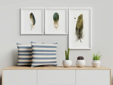 Image of a feather watercolor painting by Shayna Larsen, originals & prints available