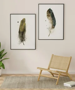 Image of a feather watercolor painting by Shayna Larsen, originals & prints available