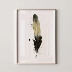 Image of a feather watercolor painting by Shayna Larsen, originals & prints available