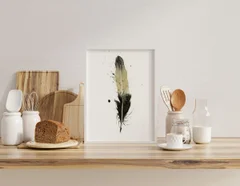 Image of a feather watercolor painting by Shayna Larsen, originals & prints available