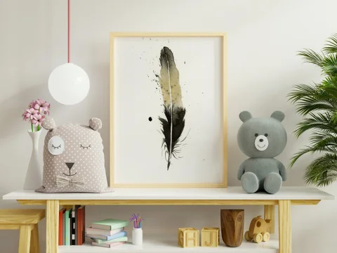 Image of a feather watercolor painting by Shayna Larsen, originals & prints available