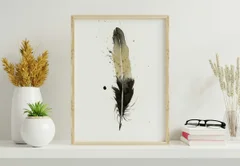 Image of a feather watercolor painting by Shayna Larsen, originals & prints available