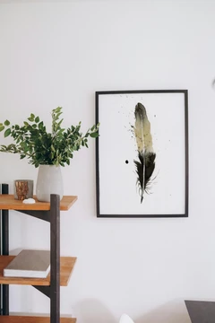 Image of a feather watercolor painting by Shayna Larsen, originals & prints available