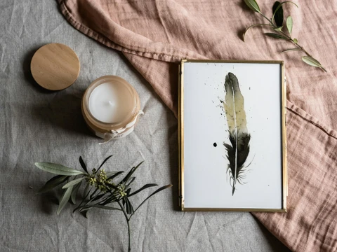 Image of a feather watercolor painting by Shayna Larsen, originals & prints available