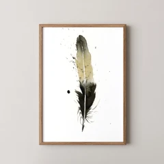 Image of a feather watercolor painting by Shayna Larsen, originals & prints available