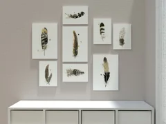 Image of a feather watercolor painting by Shayna Larsen, originals & prints available