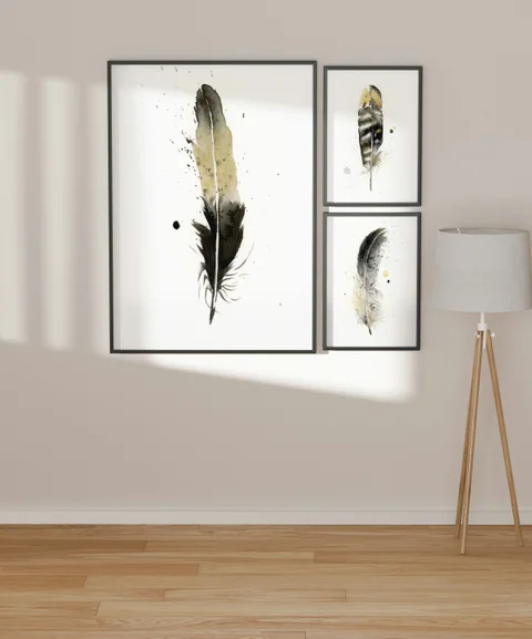 Image of a feather watercolor painting by Shayna Larsen, originals & prints available