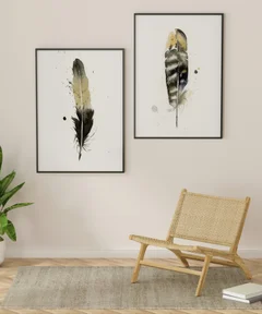 Image of a feather watercolor painting by Shayna Larsen, originals & prints available