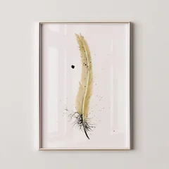Image of a feather watercolor painting by Shayna Larsen, originals & prints available