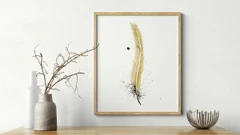 Image of a feather watercolor painting by Shayna Larsen, originals & prints available