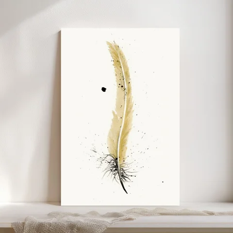 Image of a feather watercolor painting by Shayna Larsen, originals & prints available