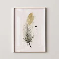 Image of a feather watercolor painting by Shayna Larsen, originals & prints available