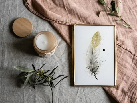 Image of a feather watercolor painting by Shayna Larsen, originals & prints available