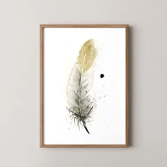 Image of a feather watercolor painting by Shayna Larsen, originals & prints available