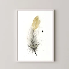 Image of a feather watercolor painting by Shayna Larsen, originals & prints available