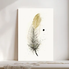 Image of a feather watercolor painting by Shayna Larsen, originals & prints available