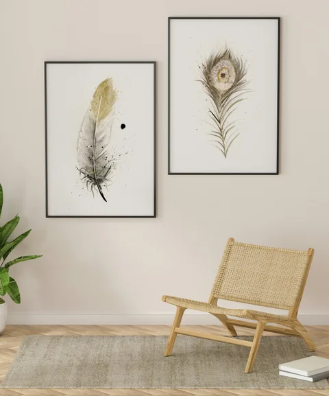 Image of a feather watercolor painting by Shayna Larsen, originals & prints available