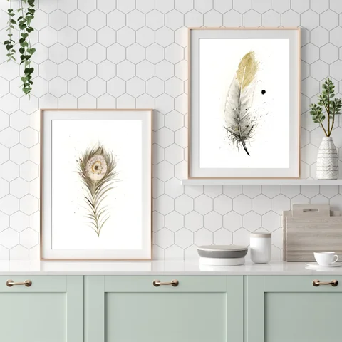 Image of a feather watercolor painting by Shayna Larsen, originals & prints available