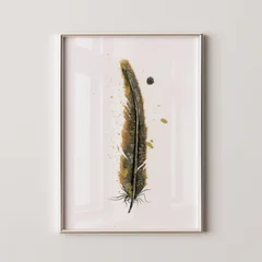 Image of a feather watercolor painting by Shayna Larsen, originals & prints available