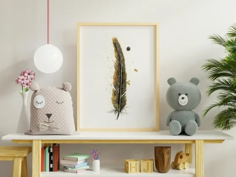 Image of a feather watercolor painting by Shayna Larsen, originals & prints available