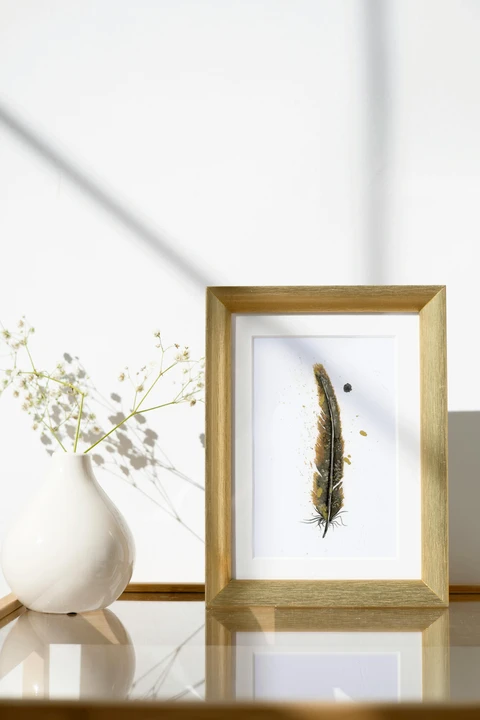 Image of a feather watercolor painting by Shayna Larsen, originals & prints available