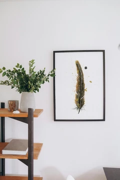 Image of a feather watercolor painting by Shayna Larsen, originals & prints available
