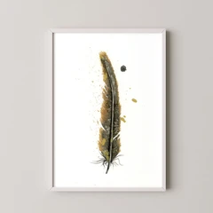 Image of a feather watercolor painting by Shayna Larsen, originals & prints available