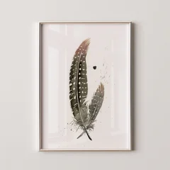 Image of a feather watercolor painting by Shayna Larsen, originals & prints available