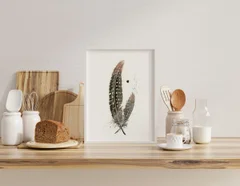 Image of a feather watercolor painting by Shayna Larsen, originals & prints available