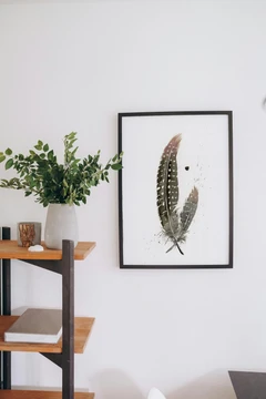Image of a feather watercolor painting by Shayna Larsen, originals & prints available