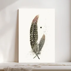 Image of a feather watercolor painting by Shayna Larsen, originals & prints available