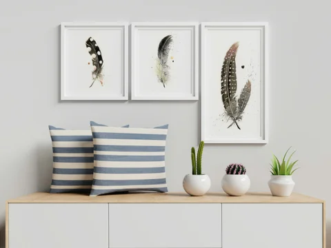 Image of a feather watercolor painting by Shayna Larsen, originals & prints available