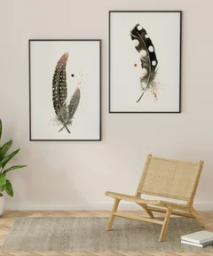 Image of a feather watercolor painting by Shayna Larsen, originals & prints available