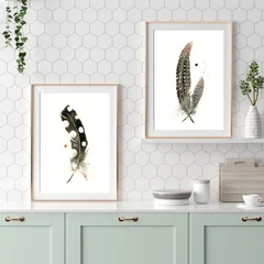 Image of a feather watercolor painting by Shayna Larsen, originals & prints available