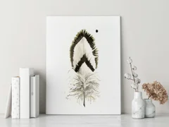 Image of a feather watercolor painting by Shayna Larsen, originals & prints available