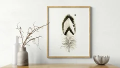 Image of a feather watercolor painting by Shayna Larsen, originals & prints available