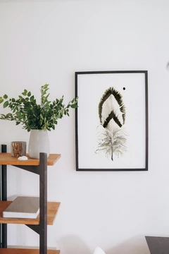 Image of a feather watercolor painting by Shayna Larsen, originals & prints available
