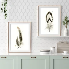 Image of a feather watercolor painting by Shayna Larsen, originals & prints available